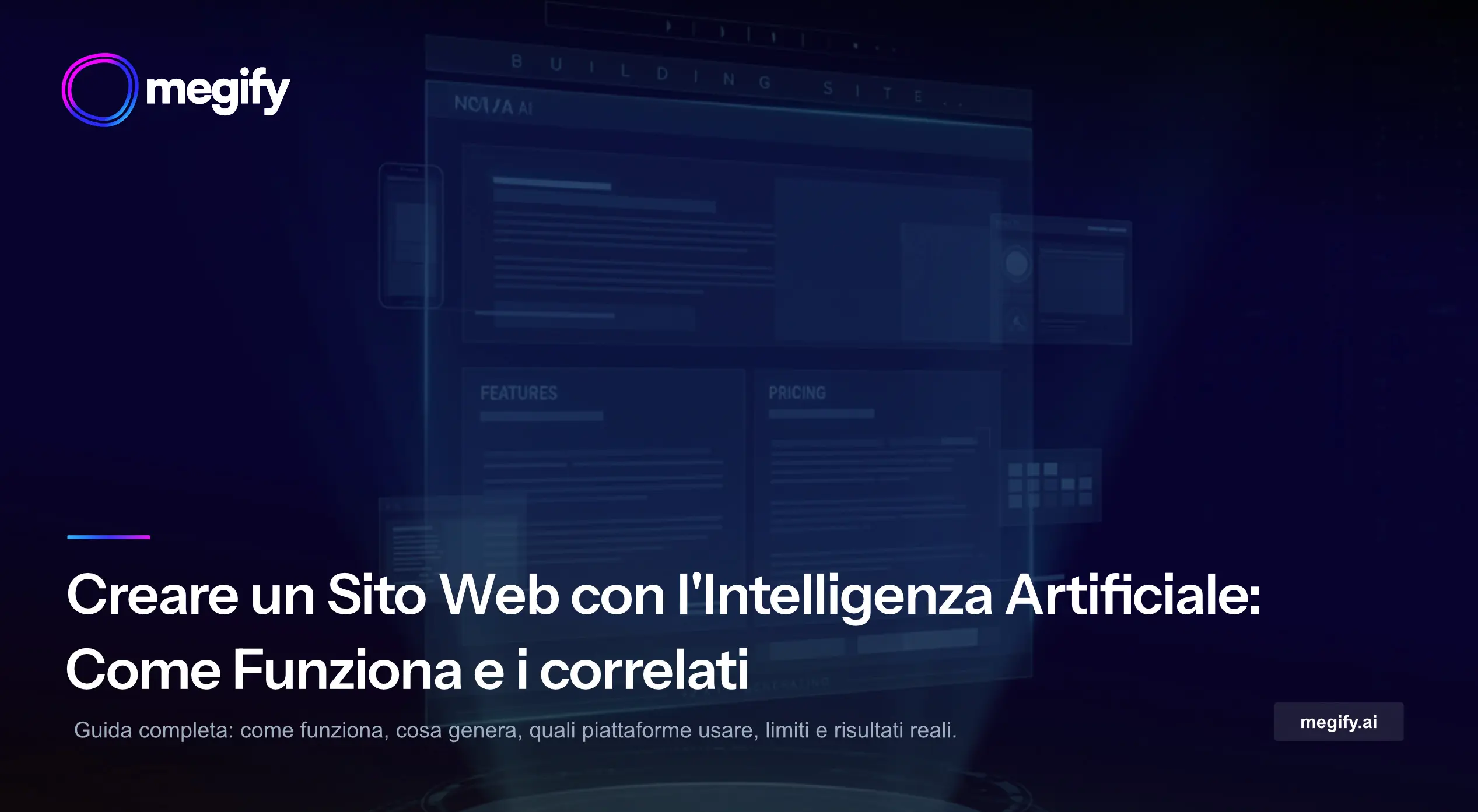 Come si crea un sito web con l'AI nel 2026? Guida completa: come funziona, cosa genera, quali piattaforme usare, limiti e risultati reali. Con tutorial passo passo.